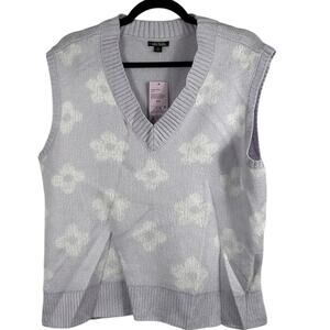 Wild Fable Light purple With White Floral Design Sweater Vest XXL